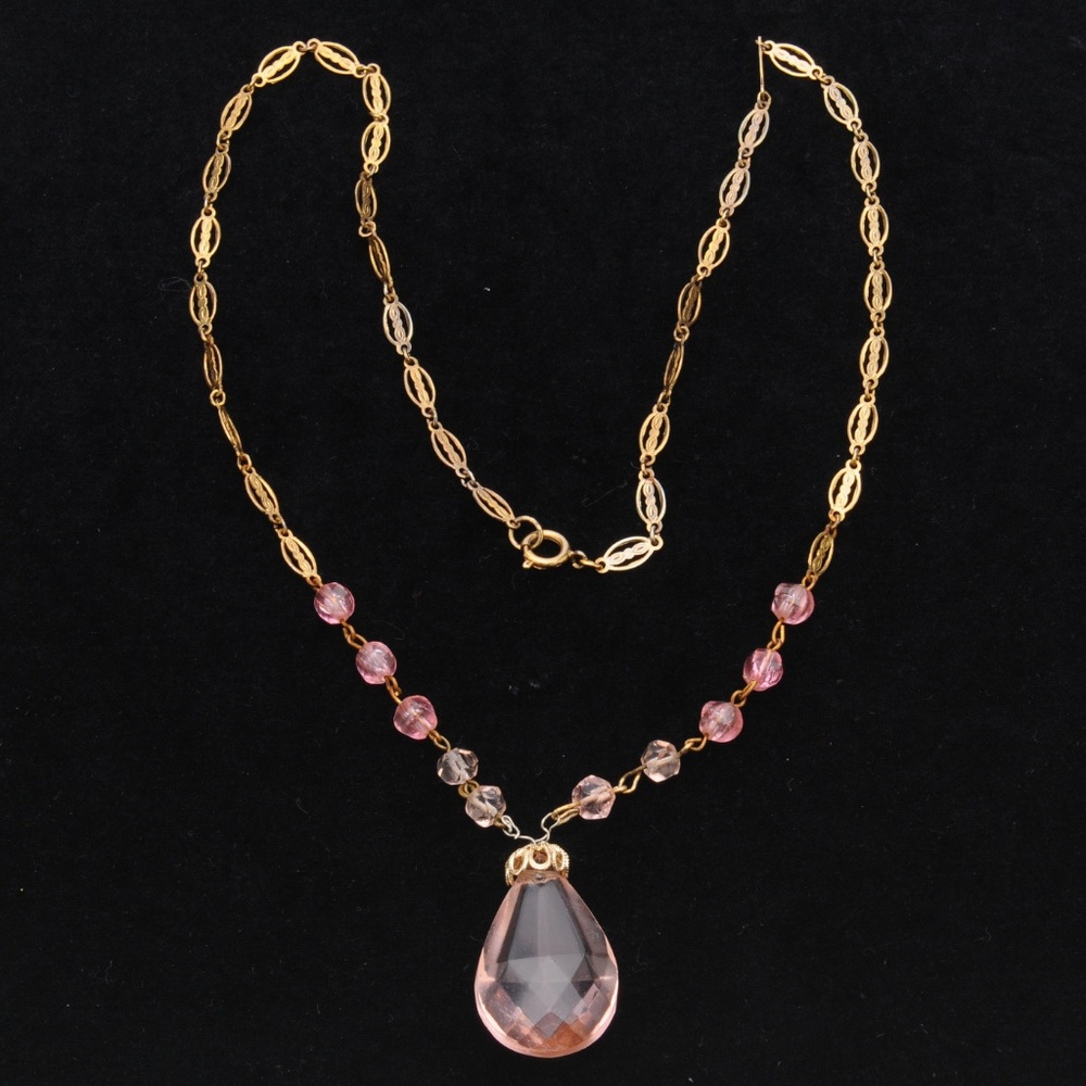 Morganite Pink Crystal Necklace-Vintage